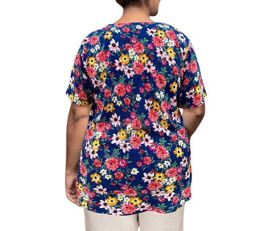 On The Plus Side - Printed Square Neck Tunic - Plus