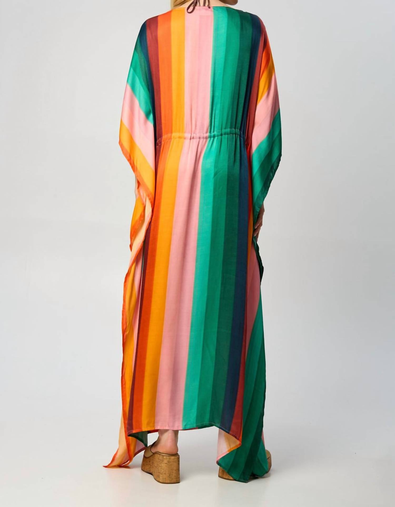 Saachi - Striped Kaftan with Tie Waist
