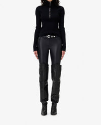 IRO Ambra Half Zip Ribbed Sweater in black - women's sweater