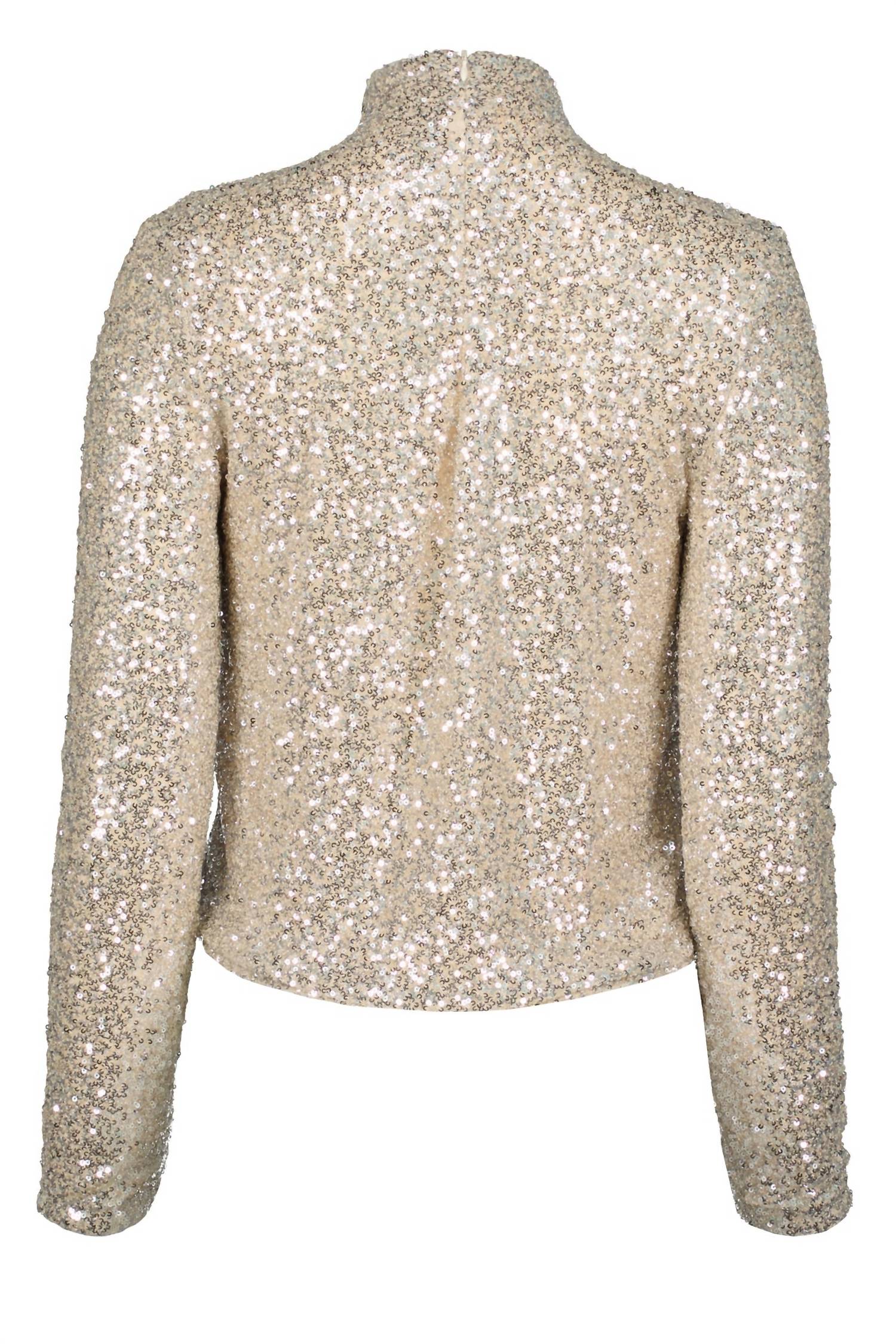 bishop + young Women's Sublime Funnel Neck Top in champagne - women's long sleeve top - alternate view