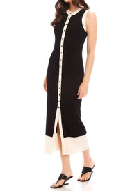 Fifteen Twenty - Maves Contrast Trim Sleeveless Midi Sweater Dress