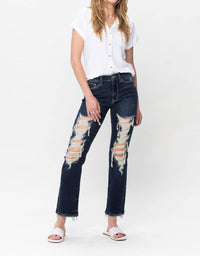 Judy Blue - Mid Rise Heavy Destroyed Straight Jean