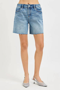 Risen - Justine Rhinestone Mid Length Jean Shorts