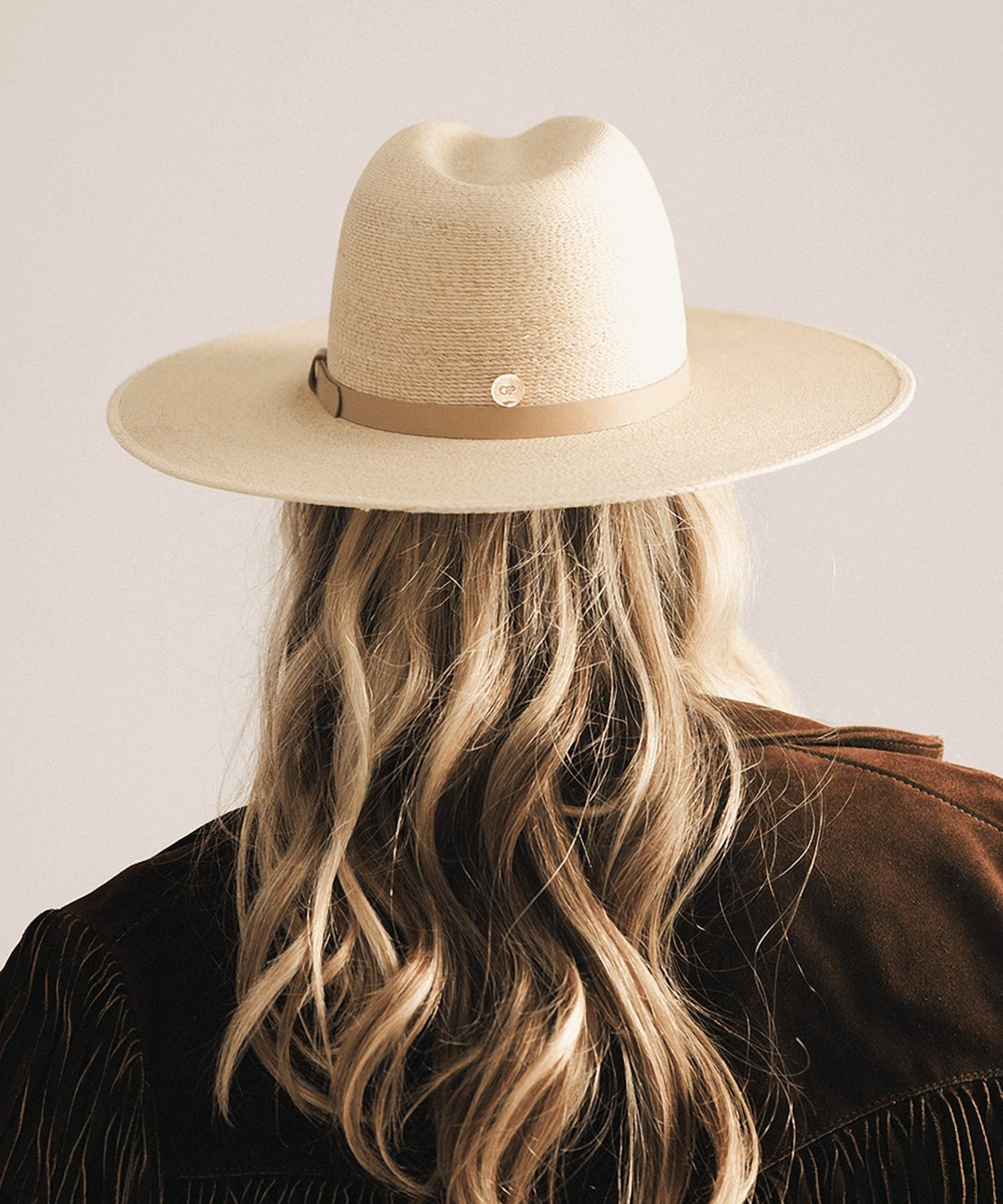 Gigi Pip Women's Blake Wide Brim Fedora Straw Hat in natural - women's hat - detail view