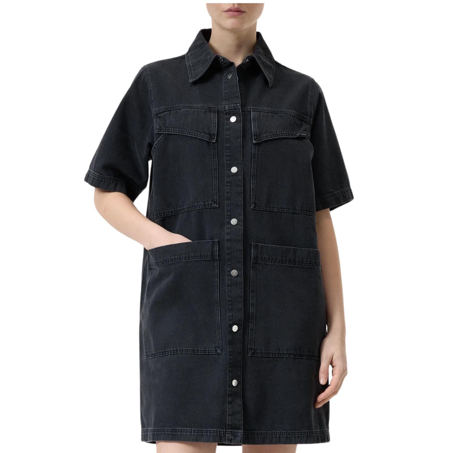 CLOSED Women's Short Denim Dress in dark grey - women's dress