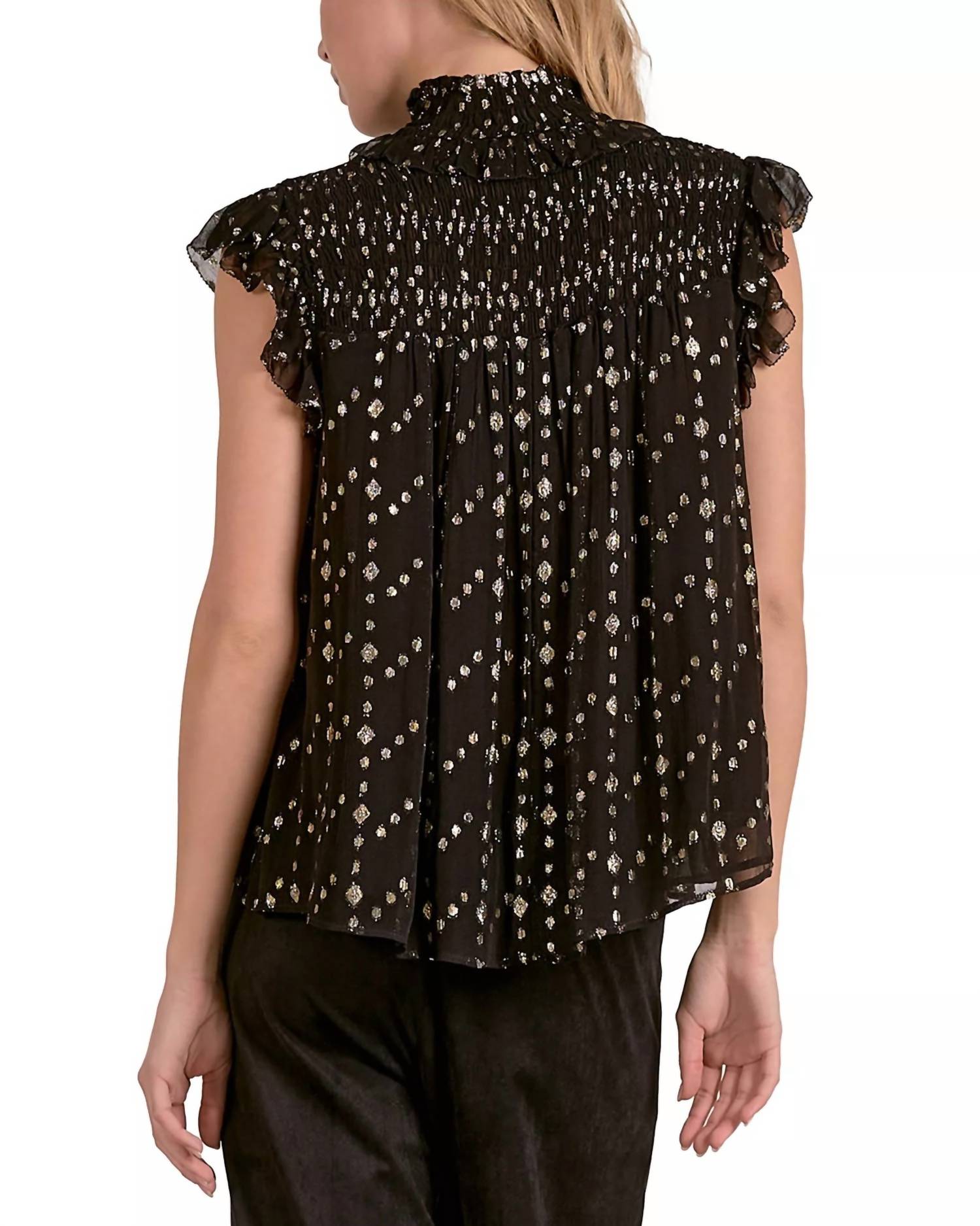 Elan - Metallic Clip Dot Top