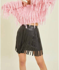 Baevely by Wellmade Fringe Cropped Sweater in pink - women's sweater