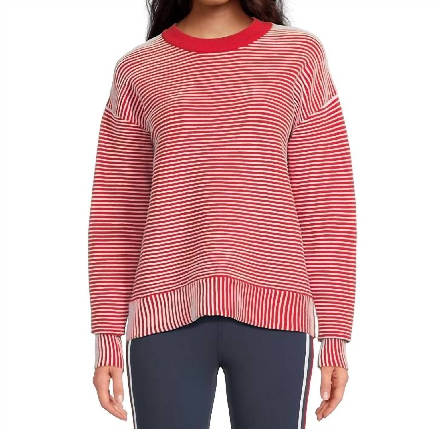 Beach Riot Occulus Crewneck Sweater in peppermint two tone - women's sweater