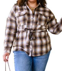 Hailey & Co - Outside Stroll Plaid Waist Tie Shacket