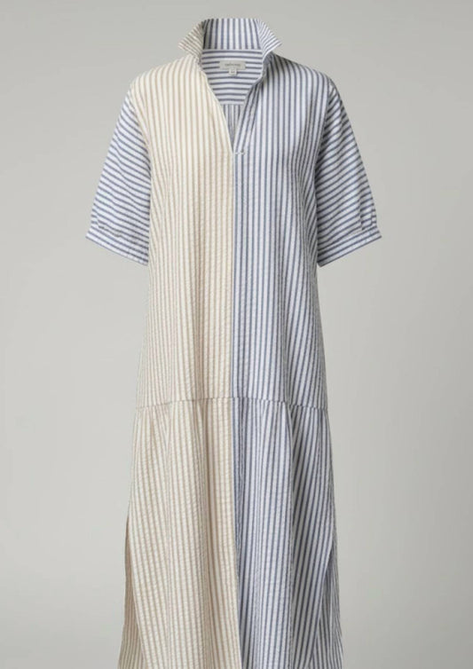 Adrienne - Blakely Almond Stripe Dress