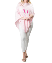 Top It Off - Embroidered Bunny Ears Knit Poncho