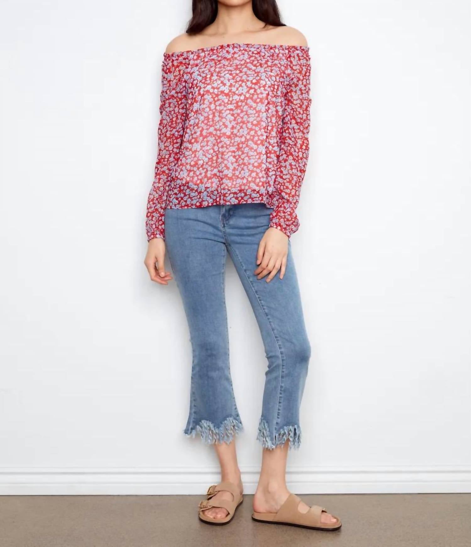 Charlie B - Printed Off Shoulder Blouse