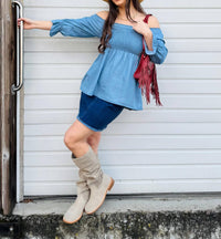 M made in Italy Georgie Top in italy georgie top in marine - women's blouse