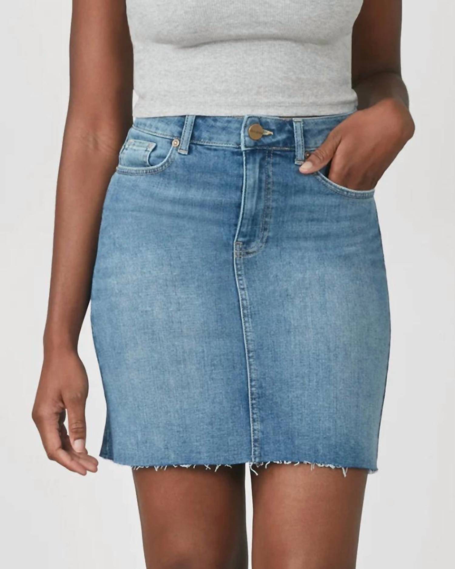 LOLA JEANS High Rise Denim Mini Skirt in blue - women's skirt - view 4