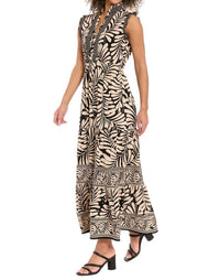 London Times - Smocked Waist Tiered Skirt Maxi Dress