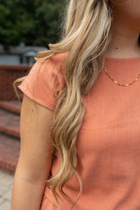 Blu Pepper From The Clay Potter Short Sleeve Set in terracotta - women's sleepwear - detail view