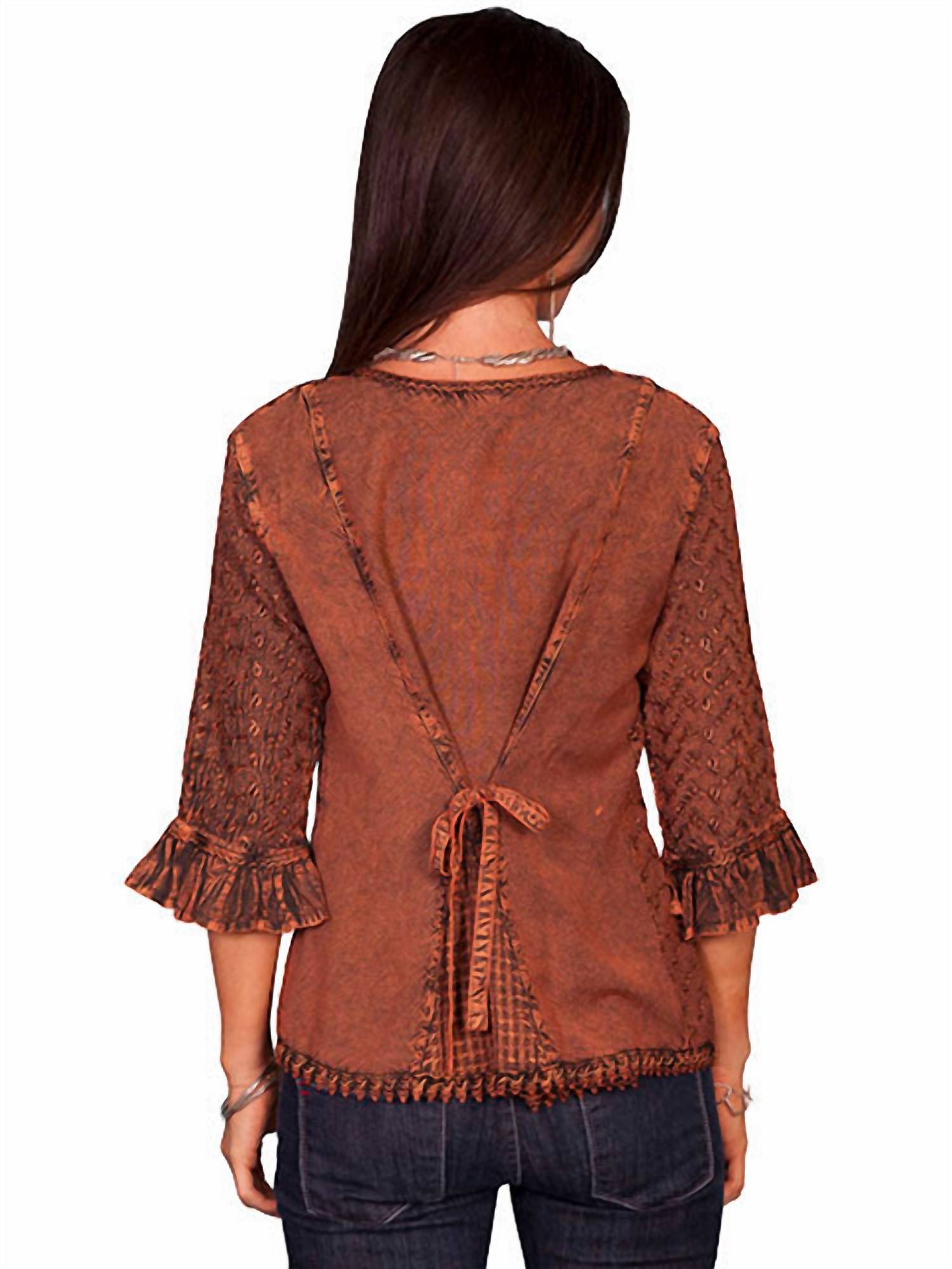 Scully - Embroidered 3/4 Sleeve Blouse