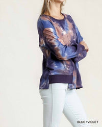 Umgee - Contrast Trim Tie Dye Top