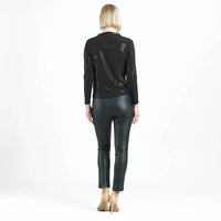 Clara Sunwoo - Shimmer Embellished High Boat Neck Side Draped Top
