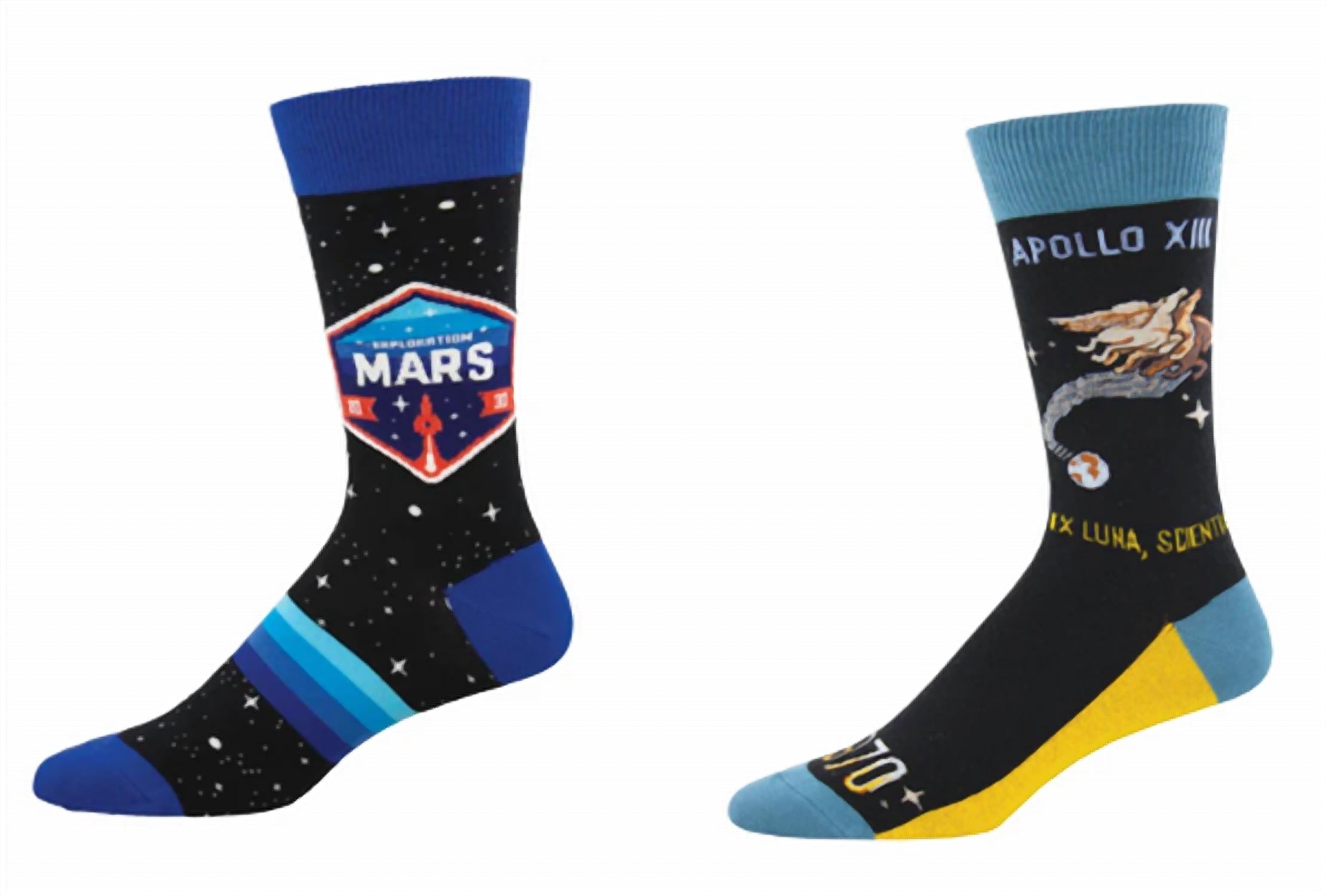 SOCKSMITH Men's Mars Patch & Apollo Xiii Socks - Set Of 2 Pair in multi - men's item