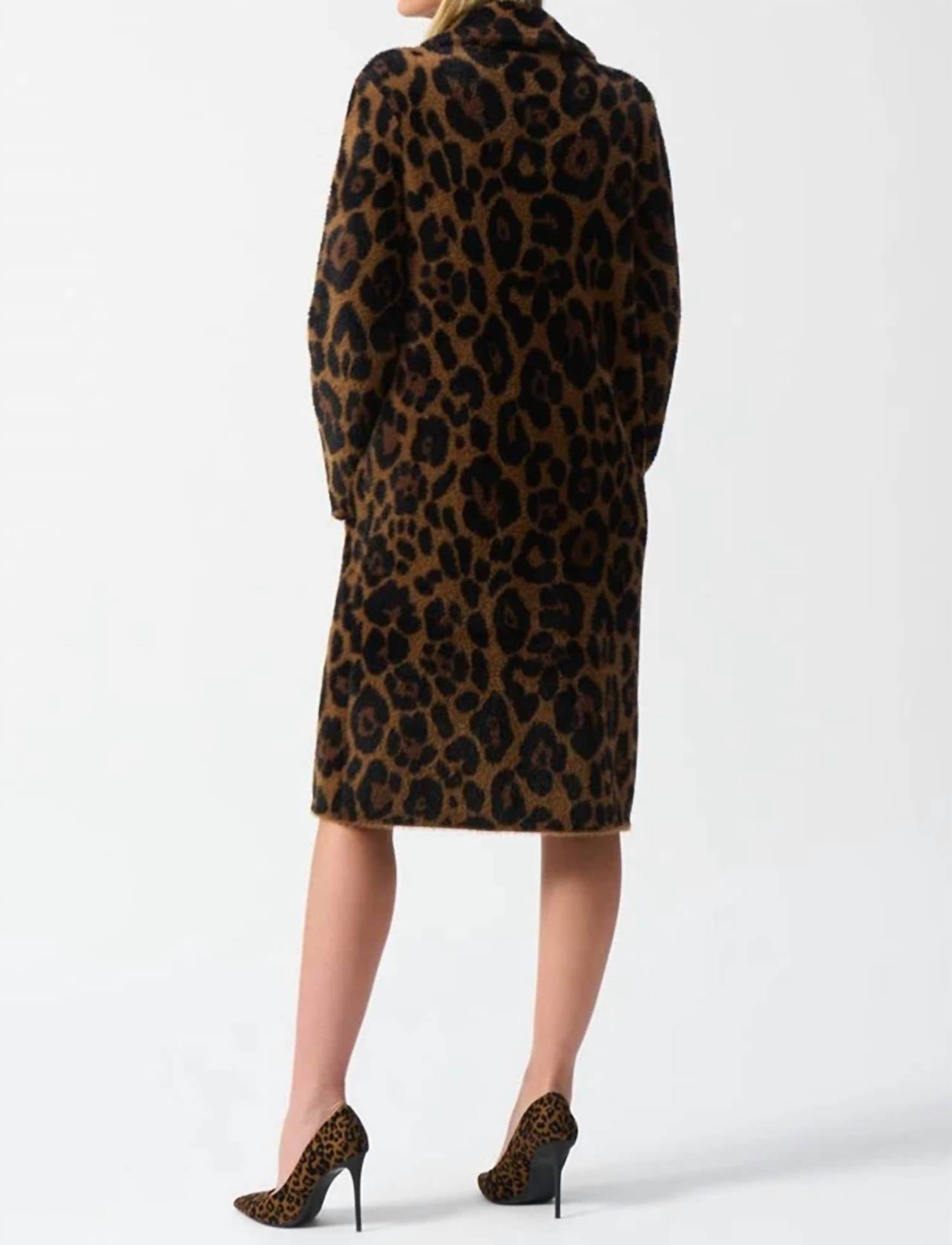 Joseph Ribkoff - Leopard Print Faux Fur Coat