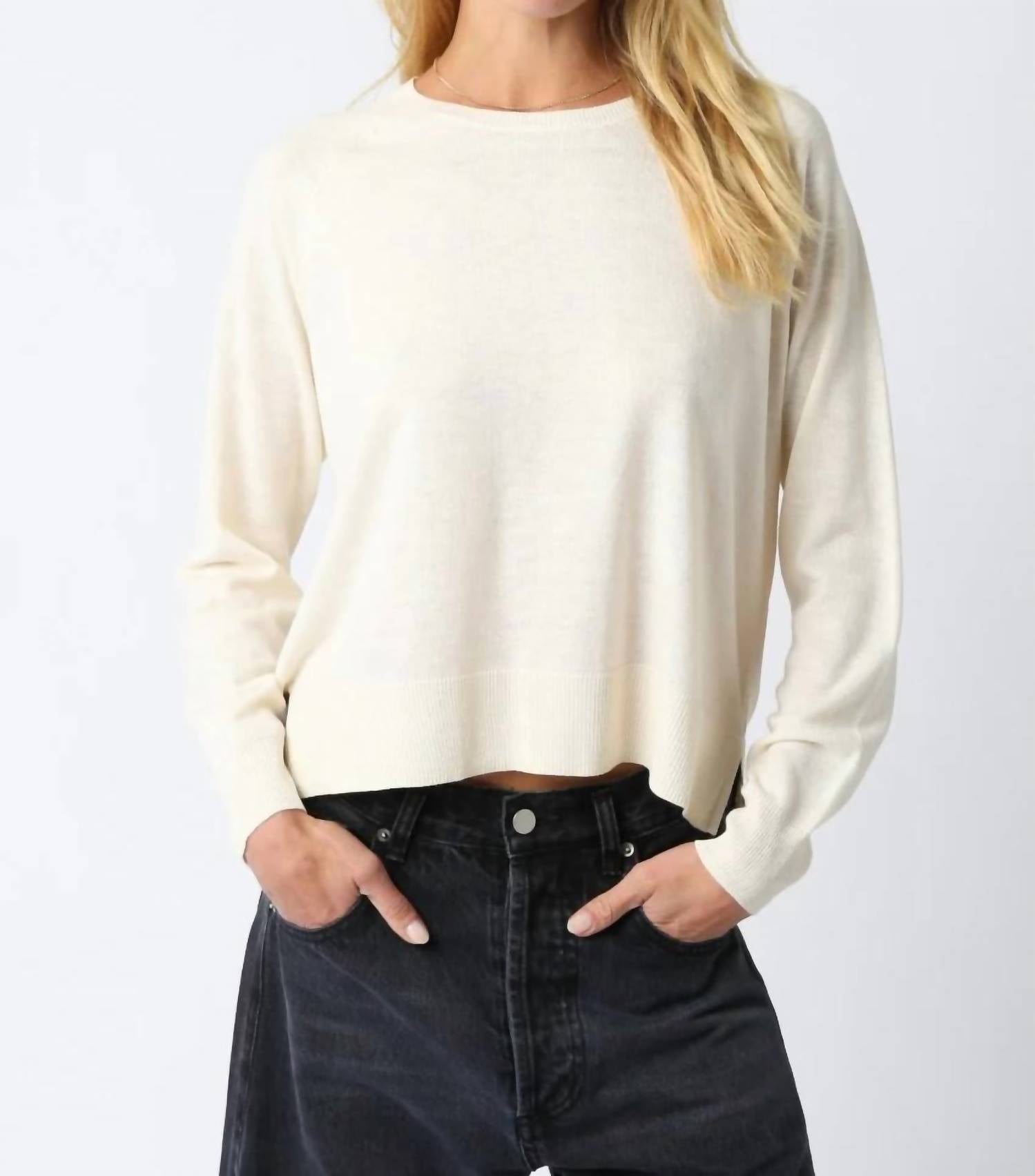 Olivaceous - Natalie Relaxed Fit Knit Sweatshirt