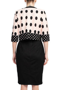 Danny & Nicole - Crew Neck Sleeveless Polka Dot Dress With Pocket Jacket Set