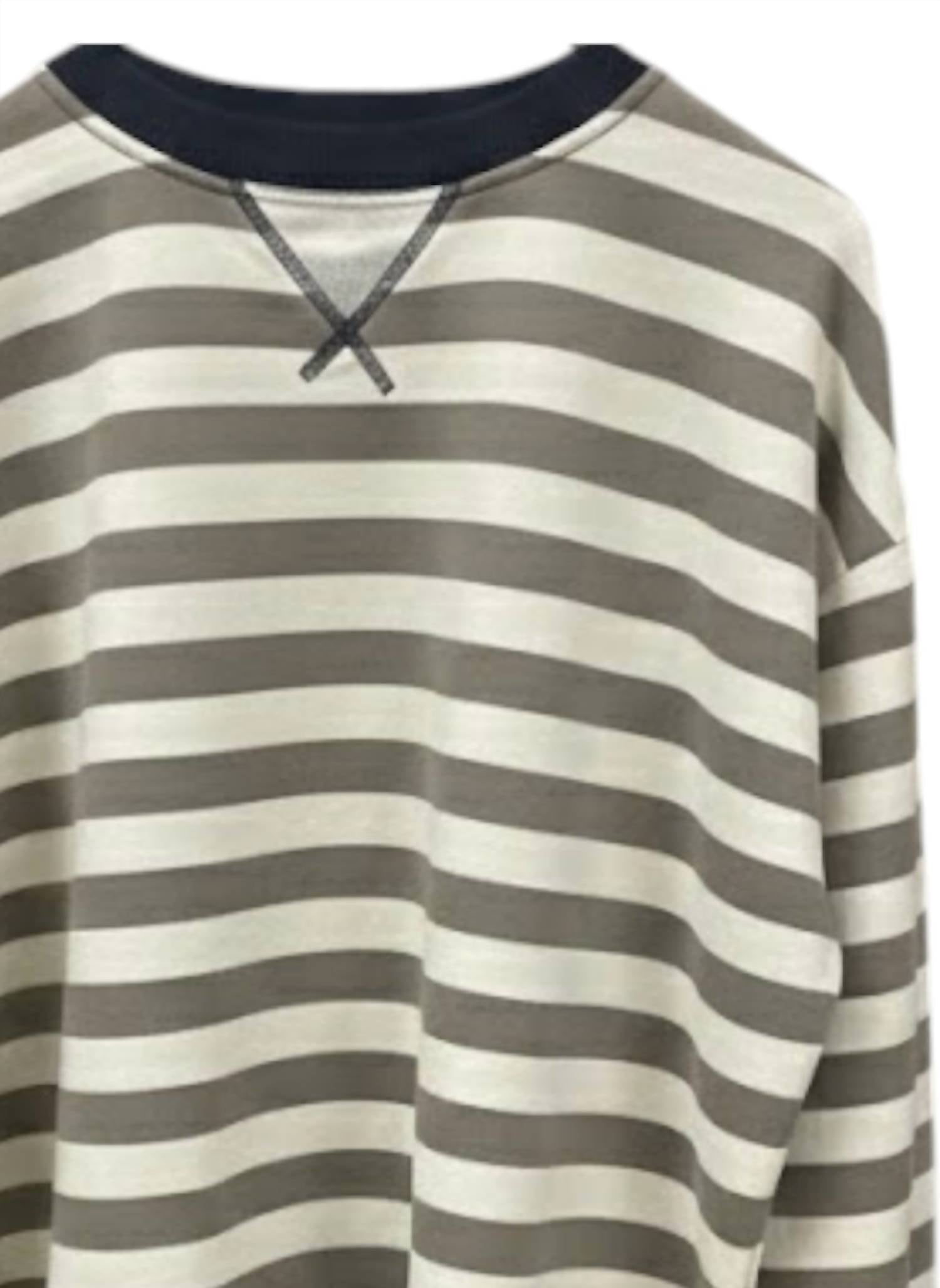 Hem & Thread - Women's Long Sleeve Stripe Sweater