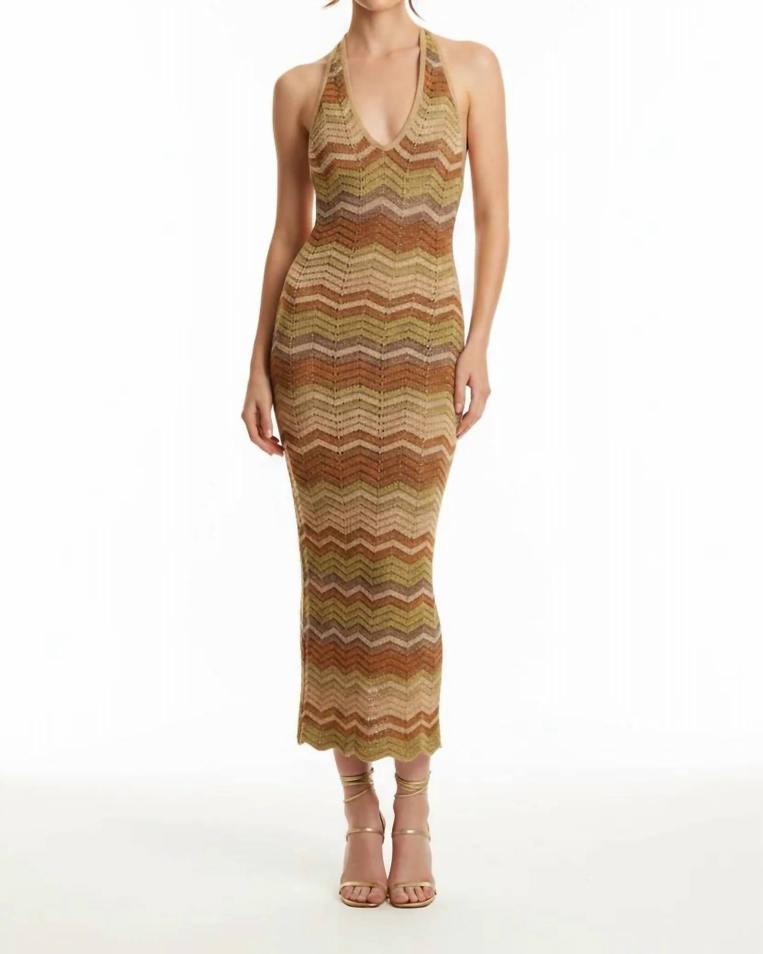 Dress Forum - Metallic Chevron Stripe Halter Dress