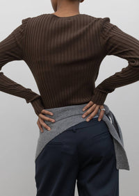 Papermoon - Wool Ribbed Long Sleeve Fitted Top