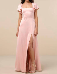 Lulus Women's Ultimate Sweetness Flutter Sleeve Maxi Dress in light pink - women's dress
