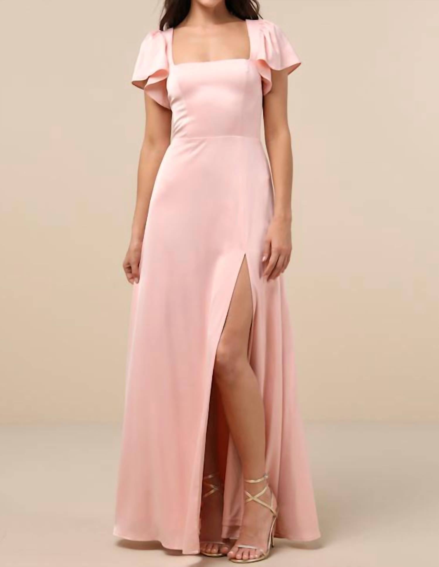 Lulus Women's Ultimate Sweetness Flutter Sleeve Maxi Dress in light pink - women's dress