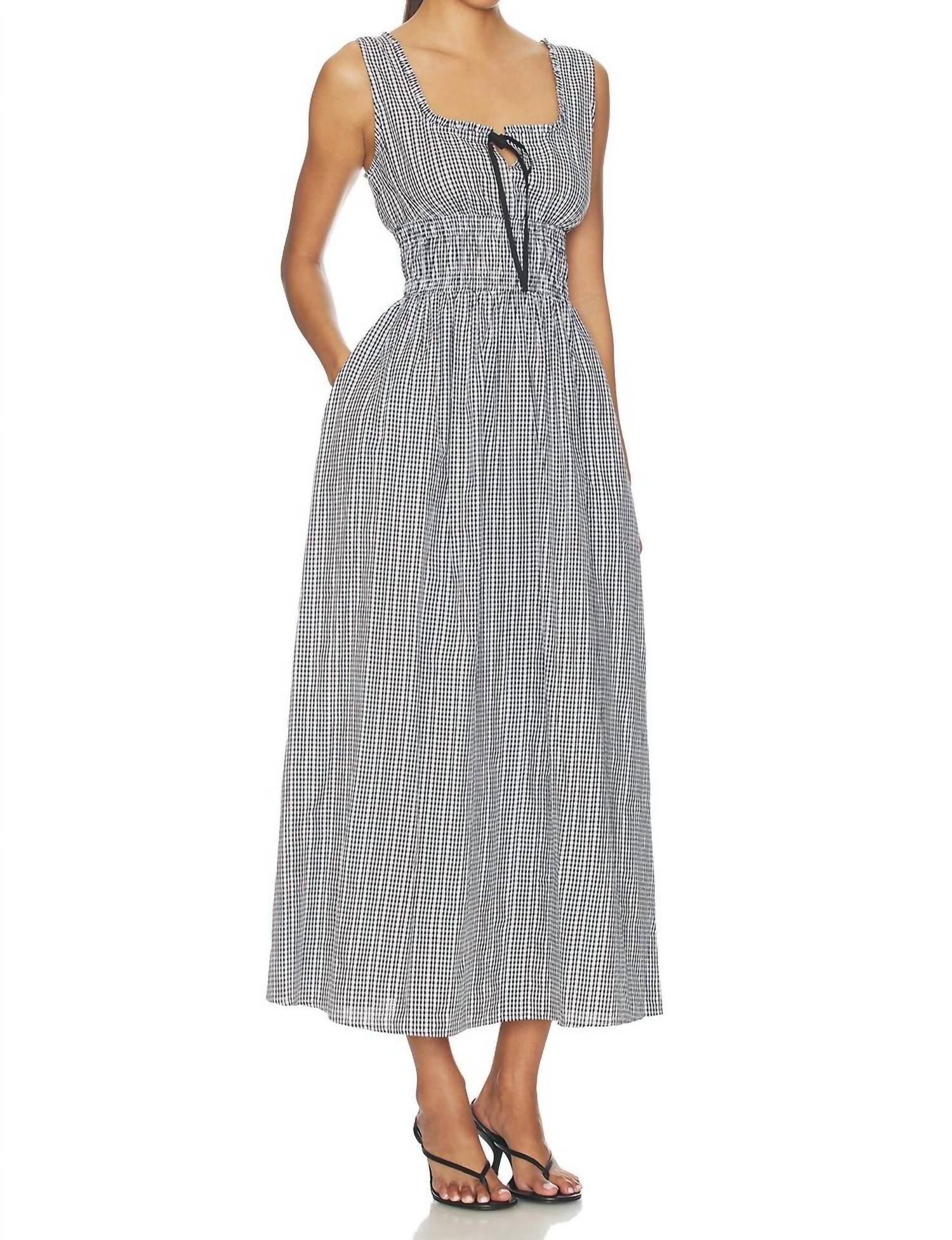 Rails Jordie Maxi Dress in gingham black - women's dress - detail view