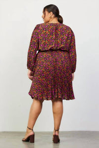 Skies Are Blue - Printed Overlap Dress - Plus