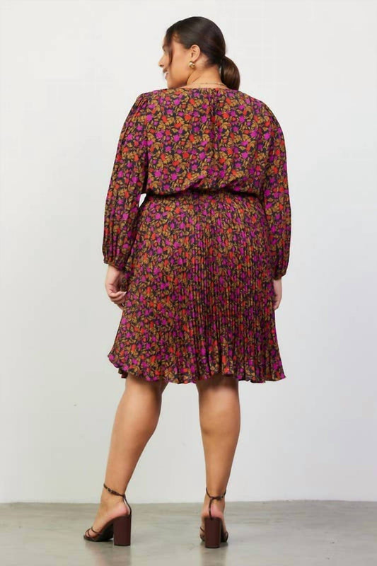 Skies Are Blue - Printed Overlap Dress - Plus