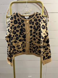 entro Leopard Sweater Cardigan in camel black gold - women's cardigan - alternate view