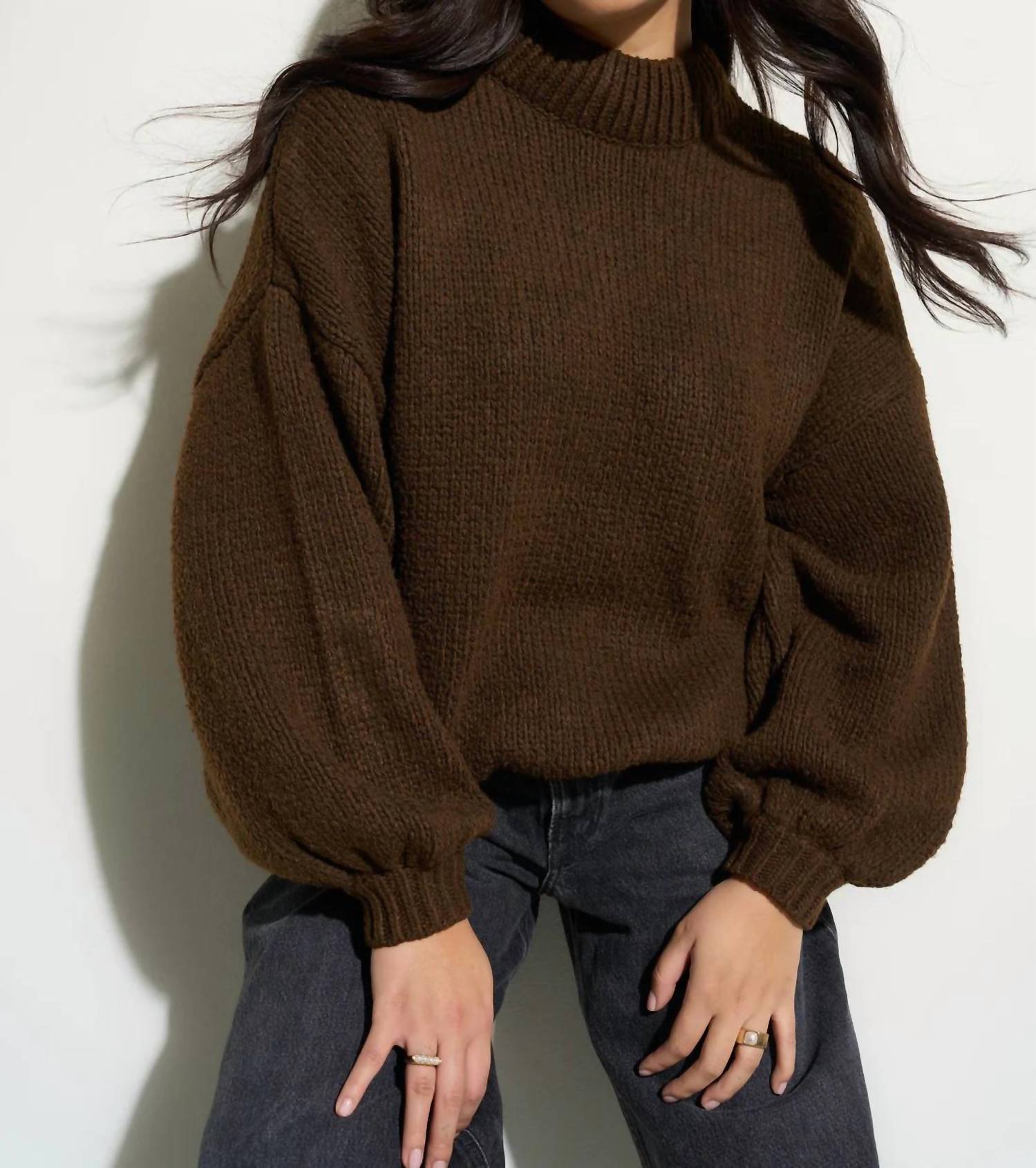 Callahan - Bellamy Chunky Knit Pullover Sweater - brown - clothing - crew