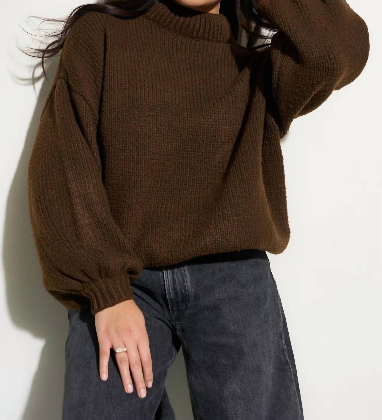 Callahan - Bellamy Chunky Knit Pullover Sweater - brown - clothing - crew