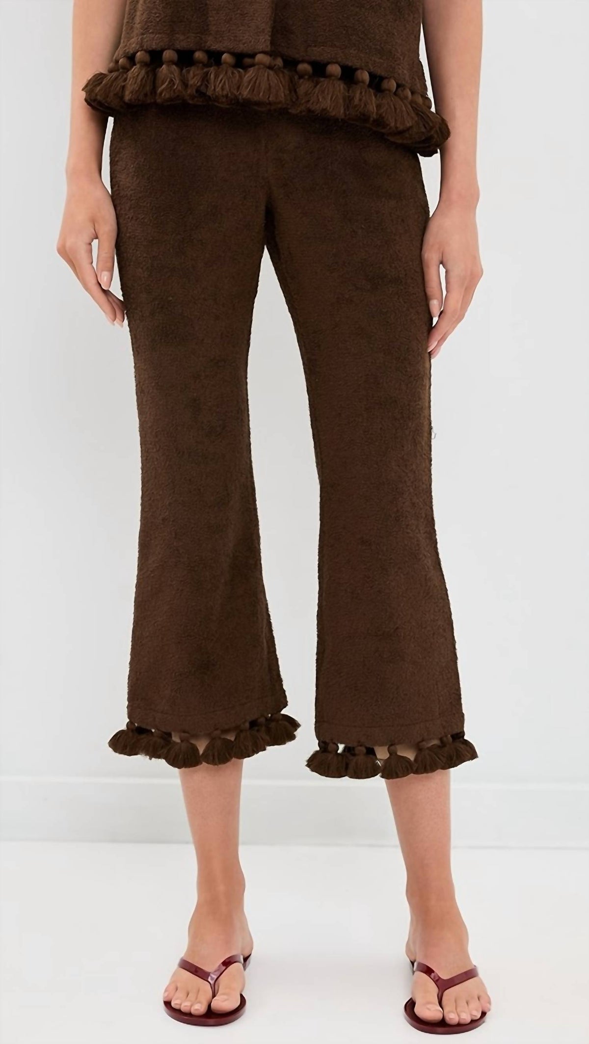 Cap D'Antibes - Morgane Cropped Flared Tasseled Terry Pants