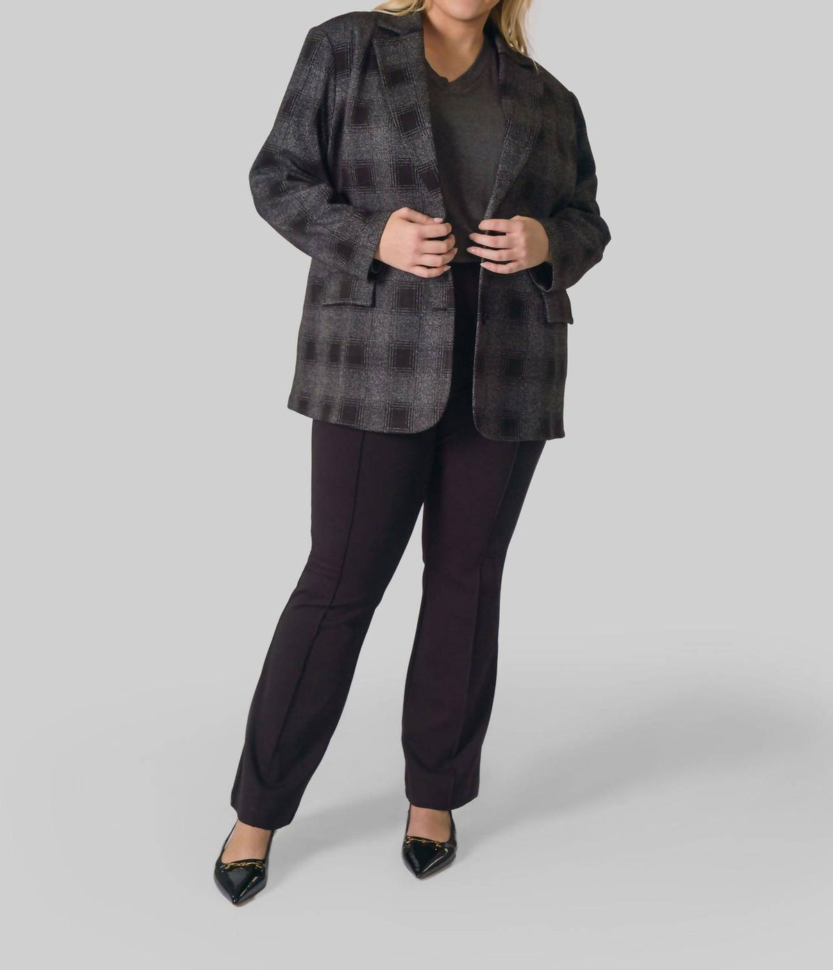 Capsule 121 - Buffalo Plaid Long Sleeve Jacket - Plus