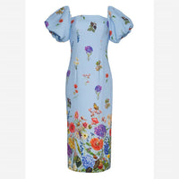 Cara Cara - Floral Crepe Midi Dress - blue - clothing - dresses