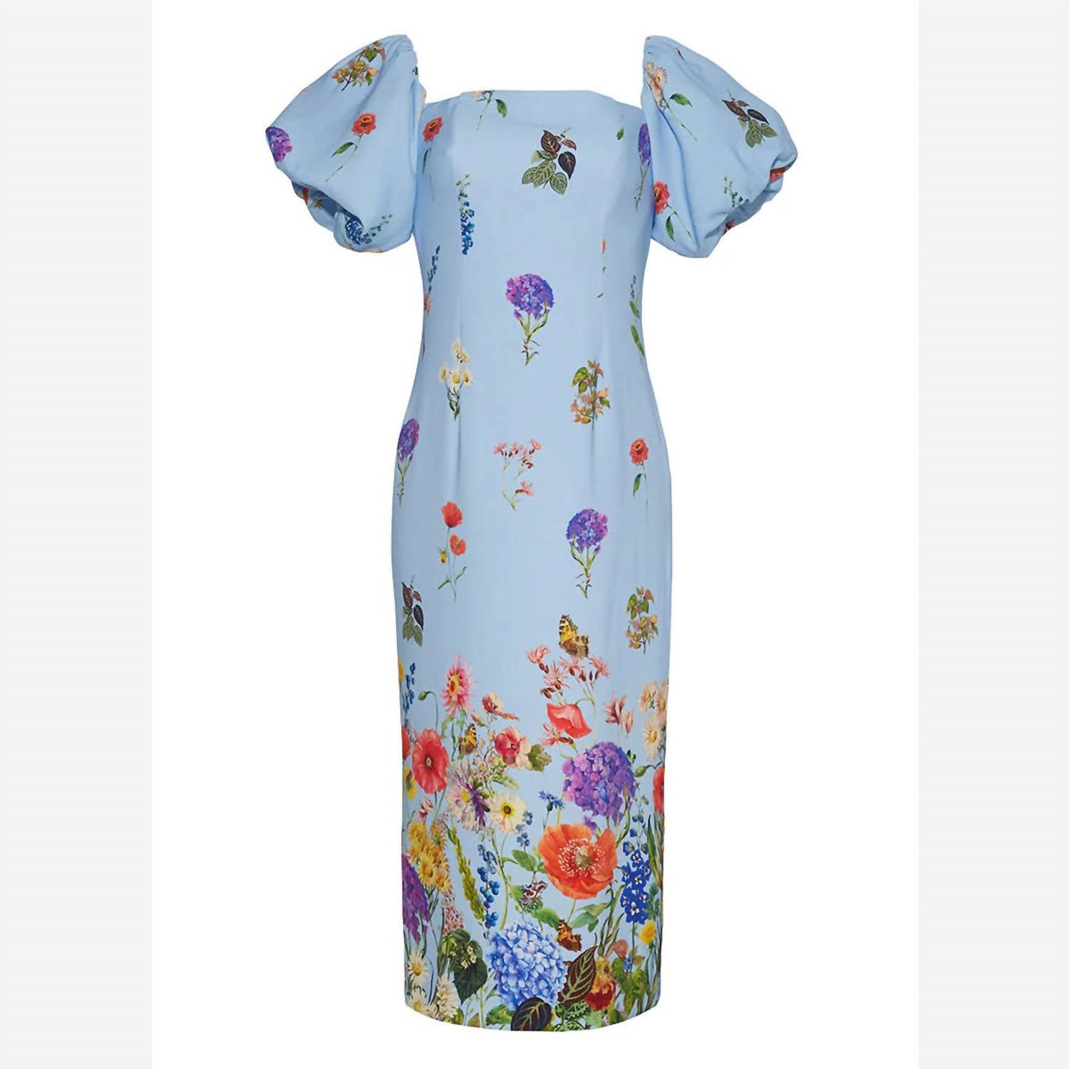 Cara Cara - Floral Crepe Midi Dress - blue - clothing - dresses