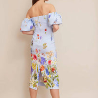 Cara Cara - Floral Crepe Midi Dress - blue - clothing - dresses
