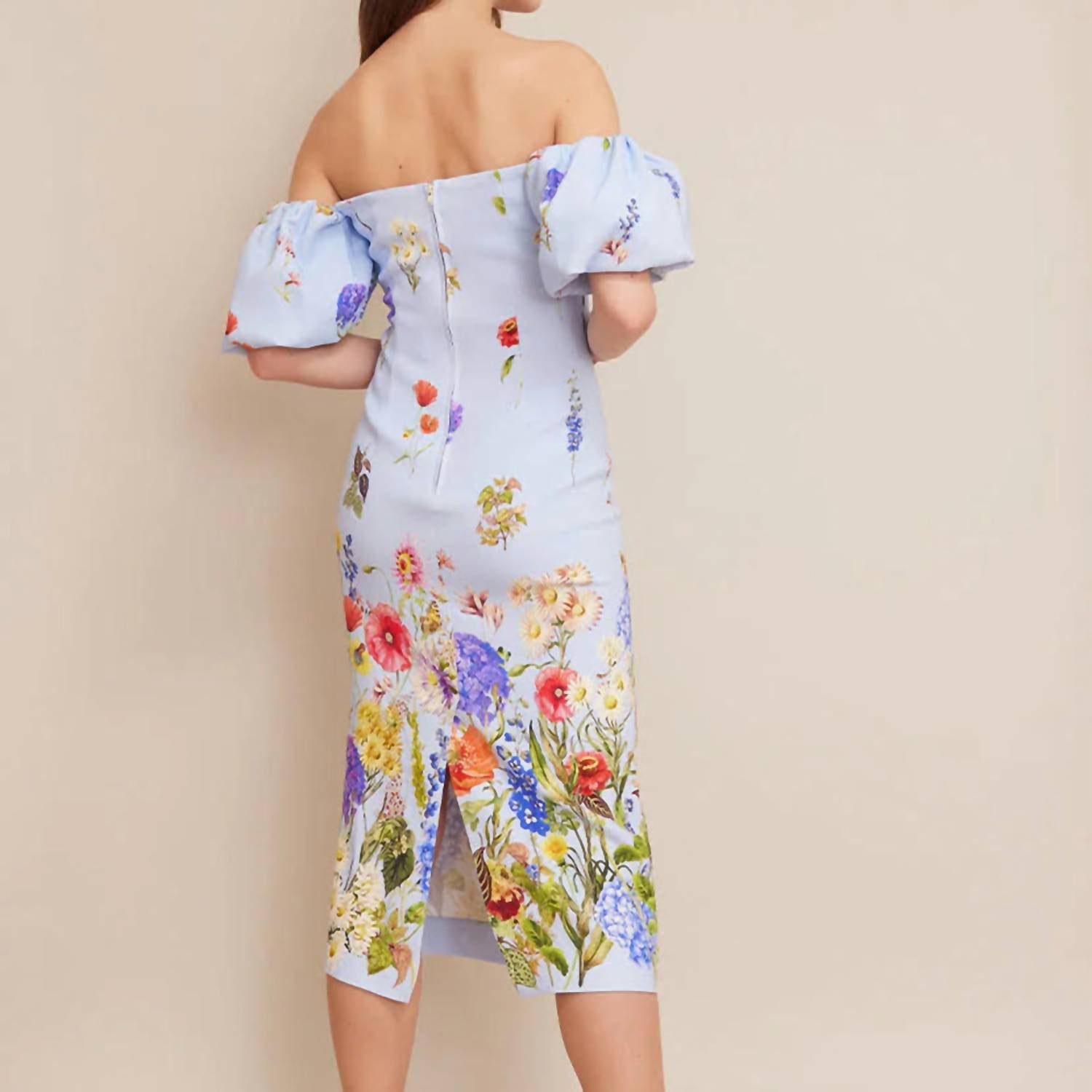 Cara Cara - Floral Crepe Midi Dress - blue - clothing - dresses