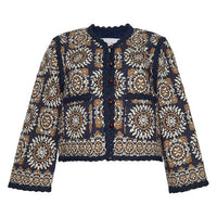 Cara Cara - Marissa Cropped And Quilted Jacket - blue - cardigans - clothing