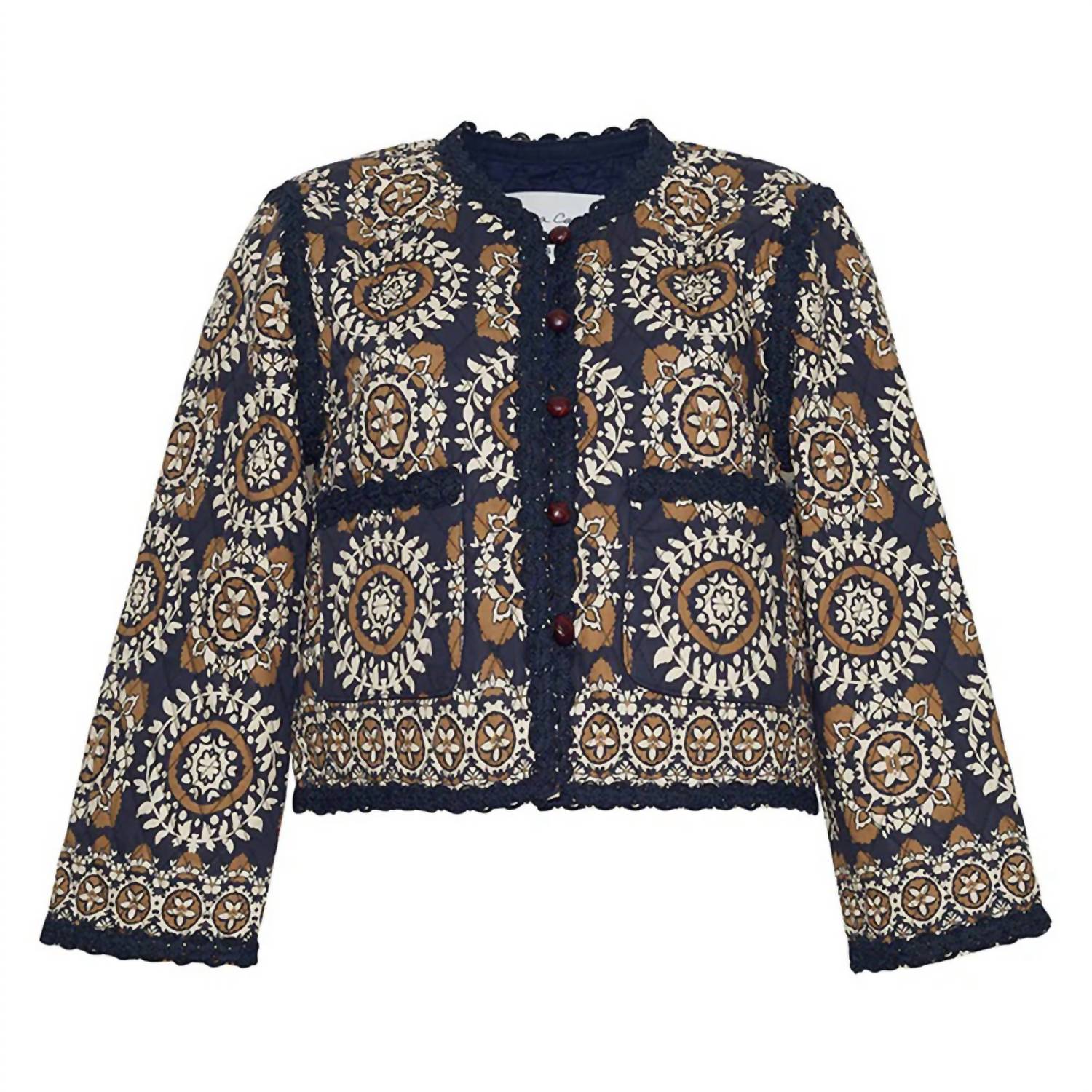 Cara Cara - Marissa Cropped And Quilted Jacket - blue - cardigans - clothing