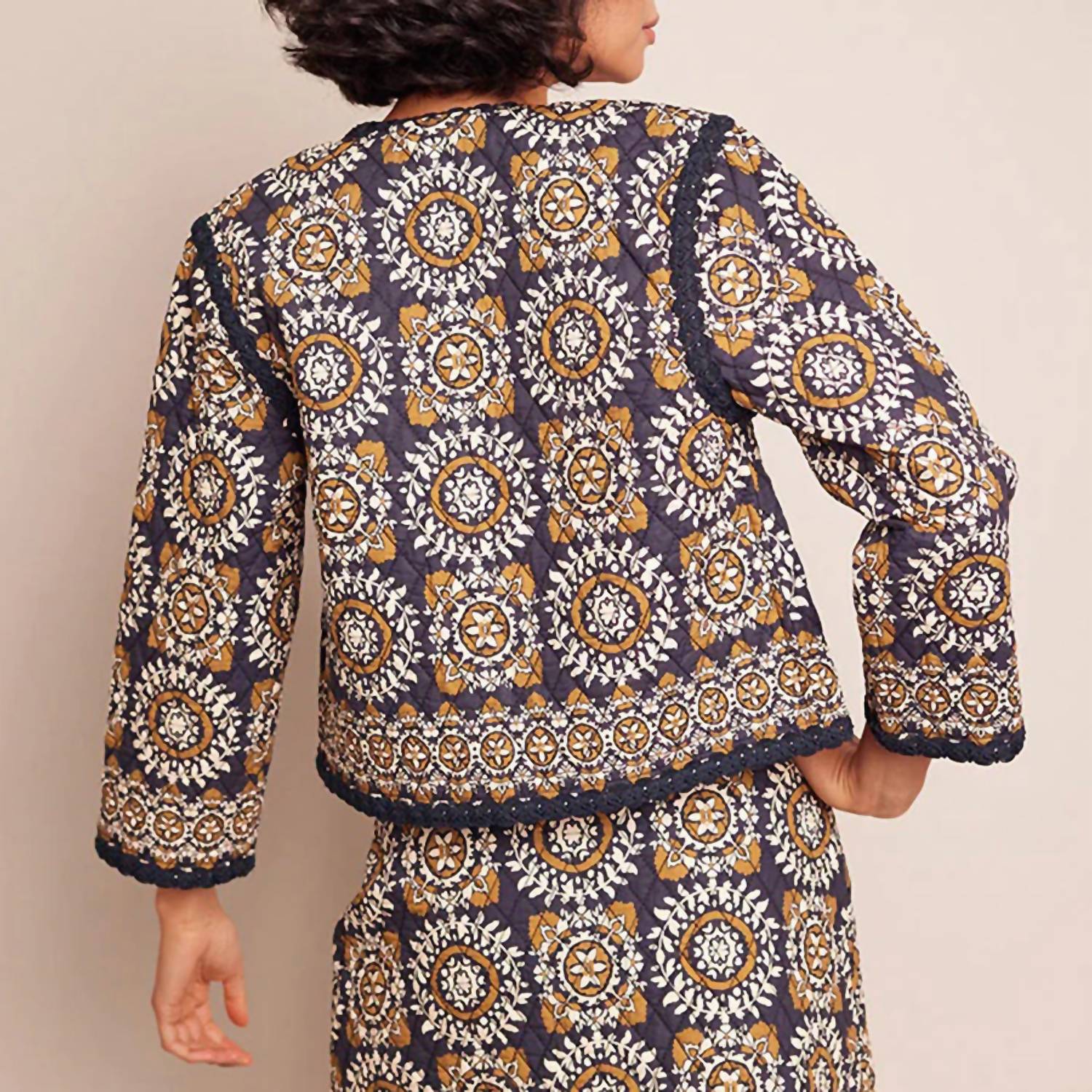 Cara Cara - Marissa Cropped And Quilted Jacket - blue - cardigans - clothing