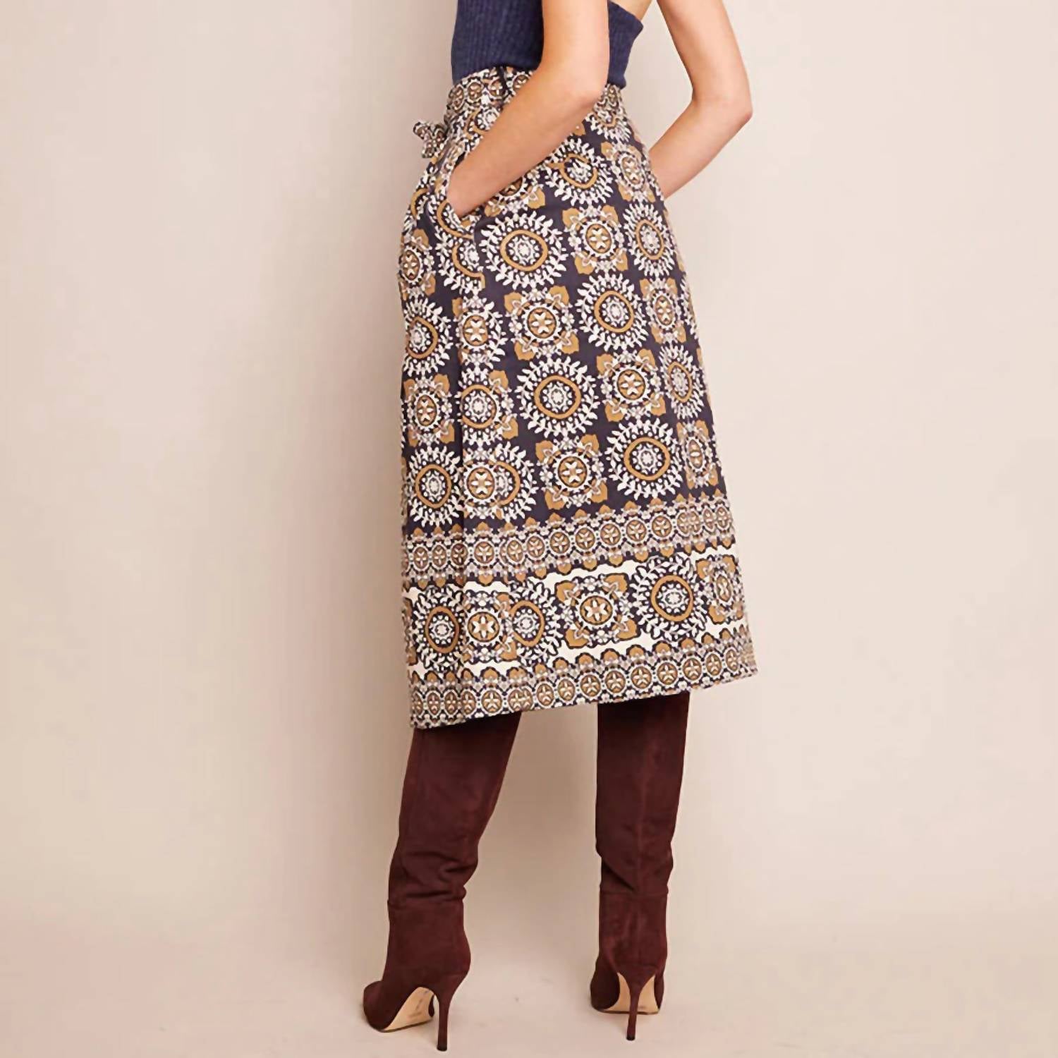 Cara Cara - Oslo Line Midi Skirt - blue - clothing - knee - length - skirts