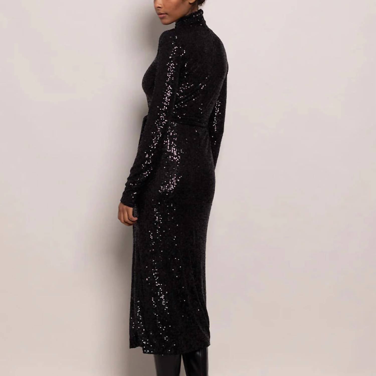 Cara Cara - Piper Turtle Neck Sequin Dress - black - clothing - dresses