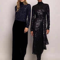 Cara Cara - Piper Turtle Neck Sequin Dress - black - clothing - dresses